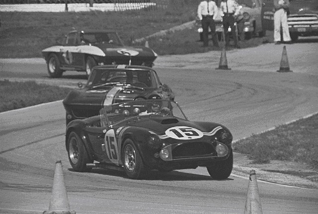 Dave MacDonald and Fireball Roberts co-drive the Shelby Cobra Roadster at the 12 HRS Sebring in 1963